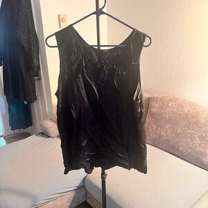 Quince Black Sleeveless Blouse 100% Silk